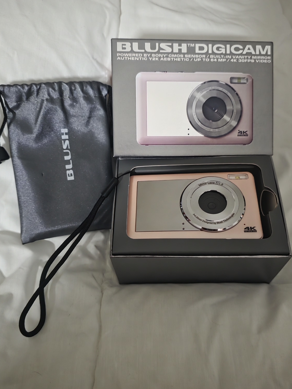 Blush Rose Pink Compact Digital Camera with Vanity Mirror